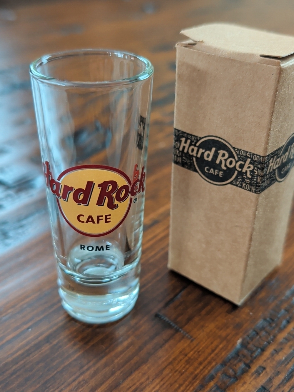 Hard Rock Cafe Rome Shot Glass - Red and Yellow Logo NIB New